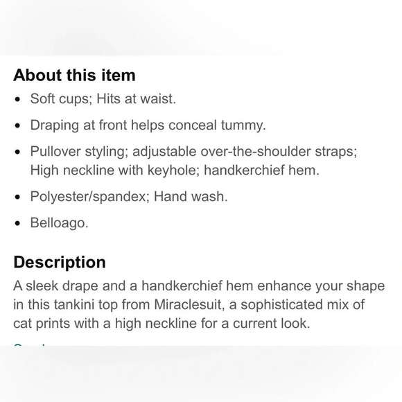 Miraclesuit Lionessa Kiara Tankini top size 10 - Picture 10 of 10